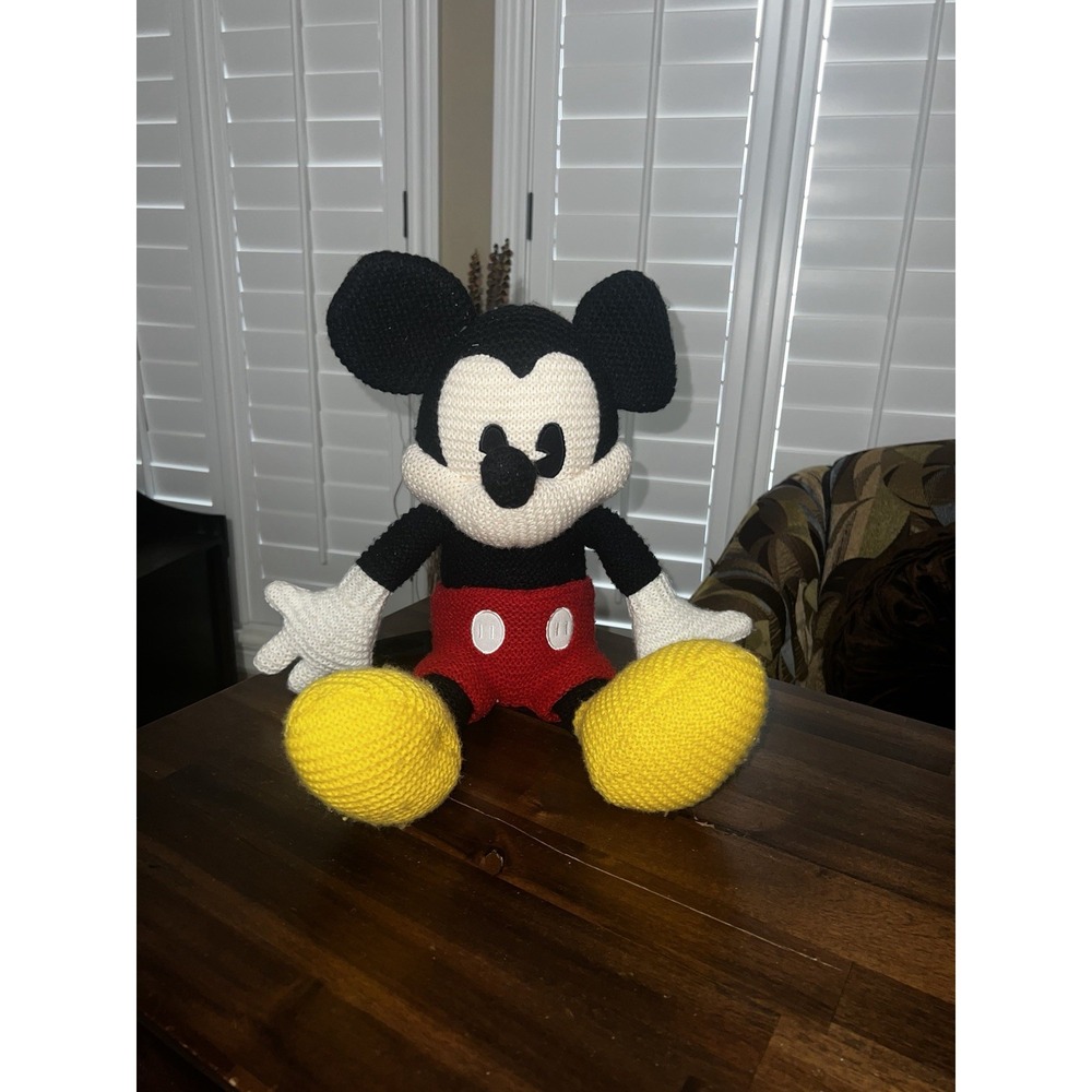 Authentic Walt Disney World Park Crochet Mickey Mouse Plush Stuffed Animal 20"